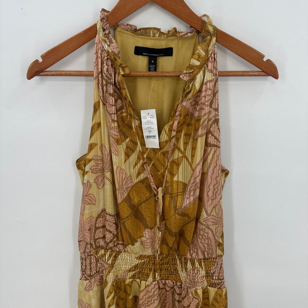 WHITE HOUSE BLACK MARKET NWT Tropic Bliss Rattan V-Neck Halter Dress // 6 - Picture 4 of 10